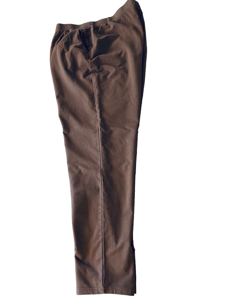 2XT Tall D&Co. Womens Brown Pull On Knit Pants Elastic Waist Pockets