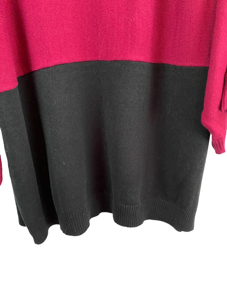 2X Larry Levine Woman Sport Pullover Color Block Sweater Dolman Sleeve