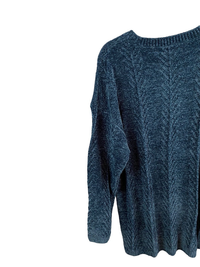 XXL Orvis Women's Teal New Chenille Pullover Cable Knit Sweater