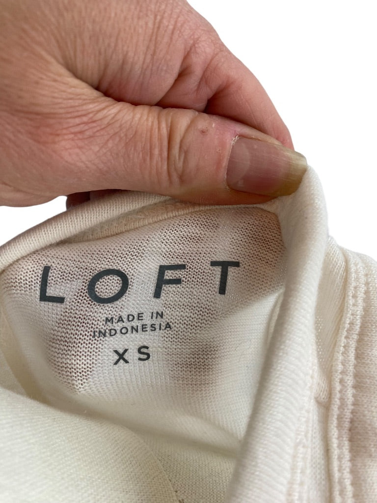 XS LOFT Womens Off White Tank Top Sleeveless Cotton Blend