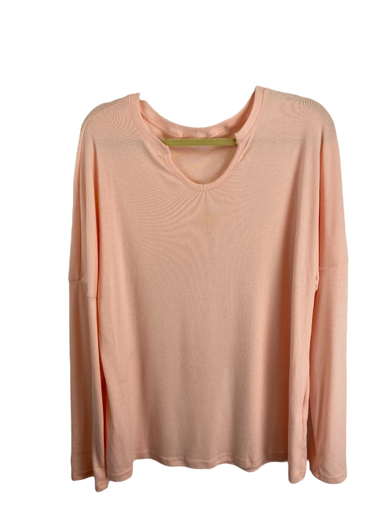 XXL Women's Pink Long Sleeve Tshirt Unbranded Modified Scoop Neck