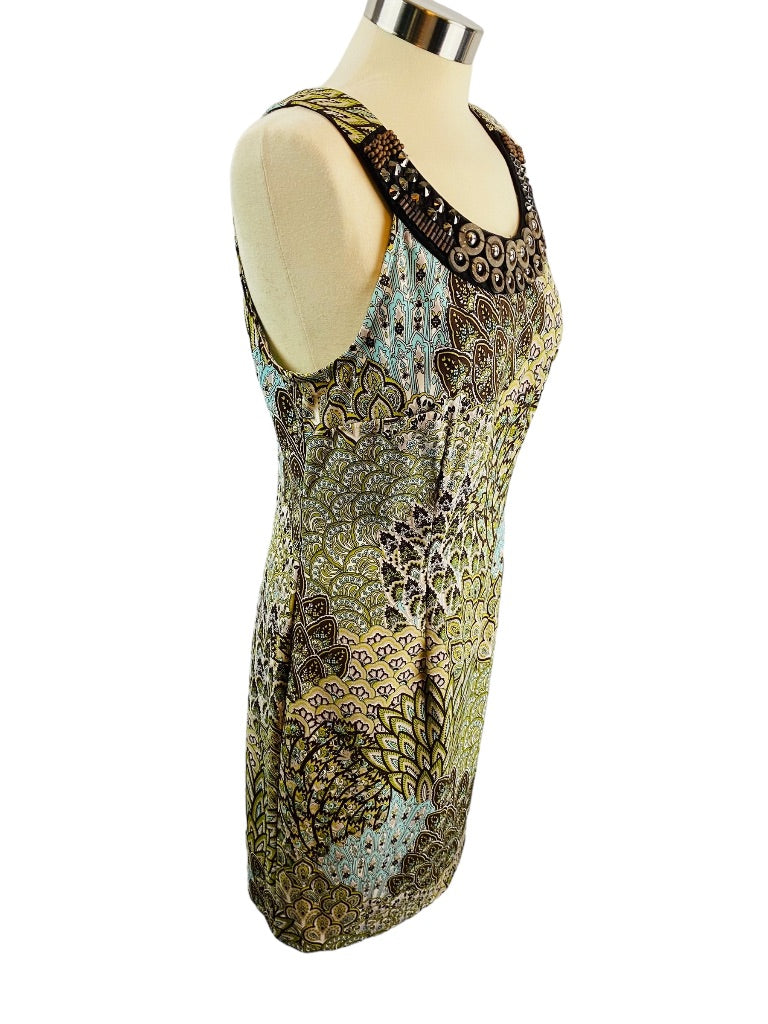 Size 10 Connected Apparel Women's Scoop Embellished Neckline Sheath Dress