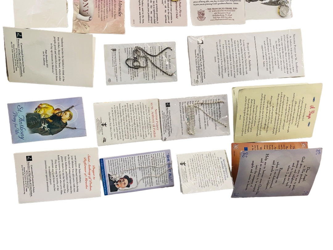 Lot of 16 Assorted Catholic Christian Prayers Cards Jewelry Saints Key Chain Cross Vintage