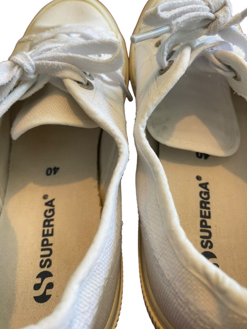 9 (40) Superga White Canvas Sneakers Lace Up