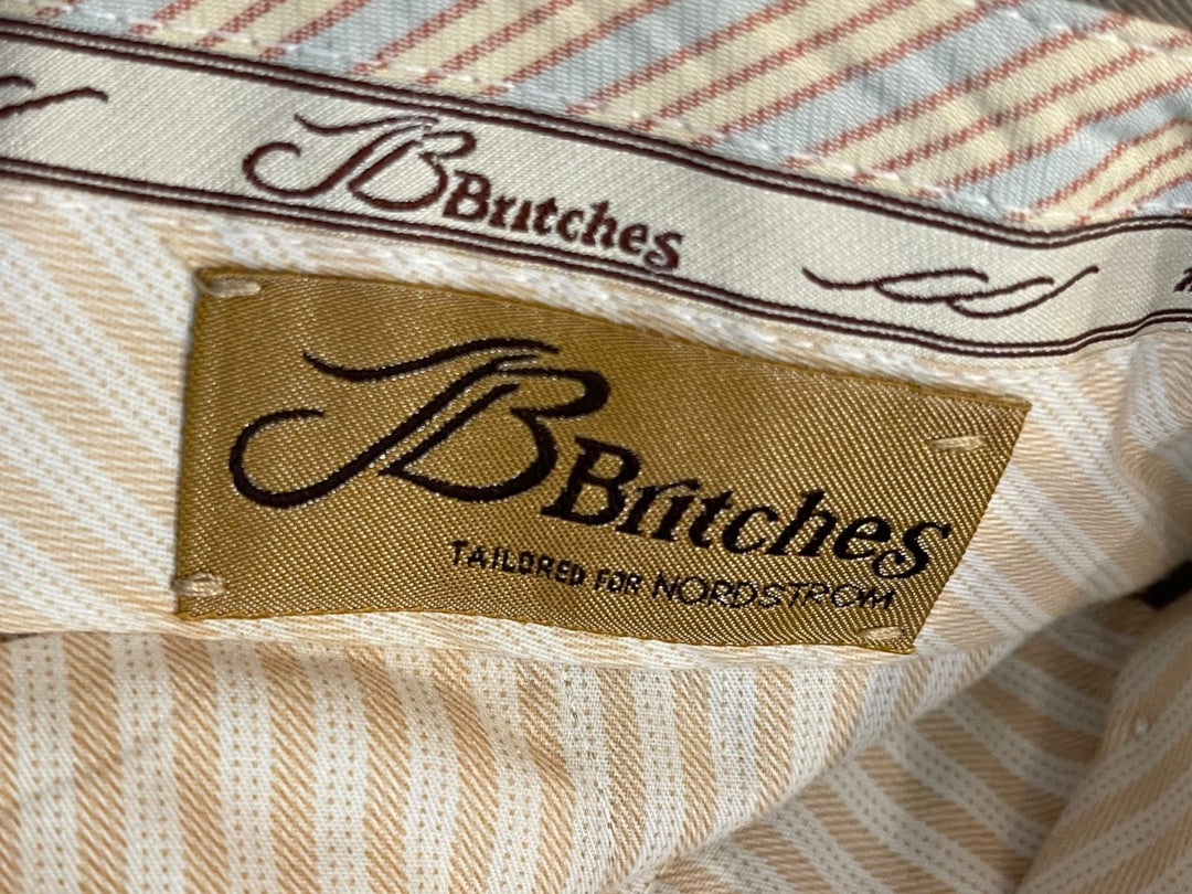 Size 40R JB Britches Nordsrom Mens Cuffed Pleated Winston Dress Pants Worsted Wool Tan Italy