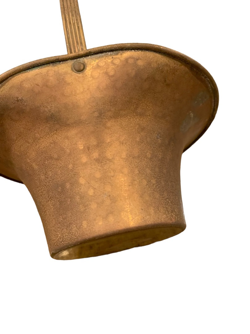 Vintage Brass Hammered Basket Planter Handle 8"h x 3.3" Base Diameter x 6" Diameter
