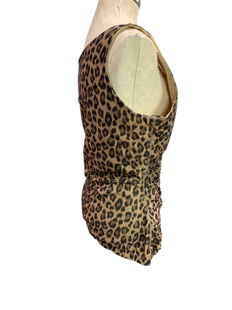 XL Teez-Her Womens Animal Print Ruched V-Neck Tank Top Shirt
