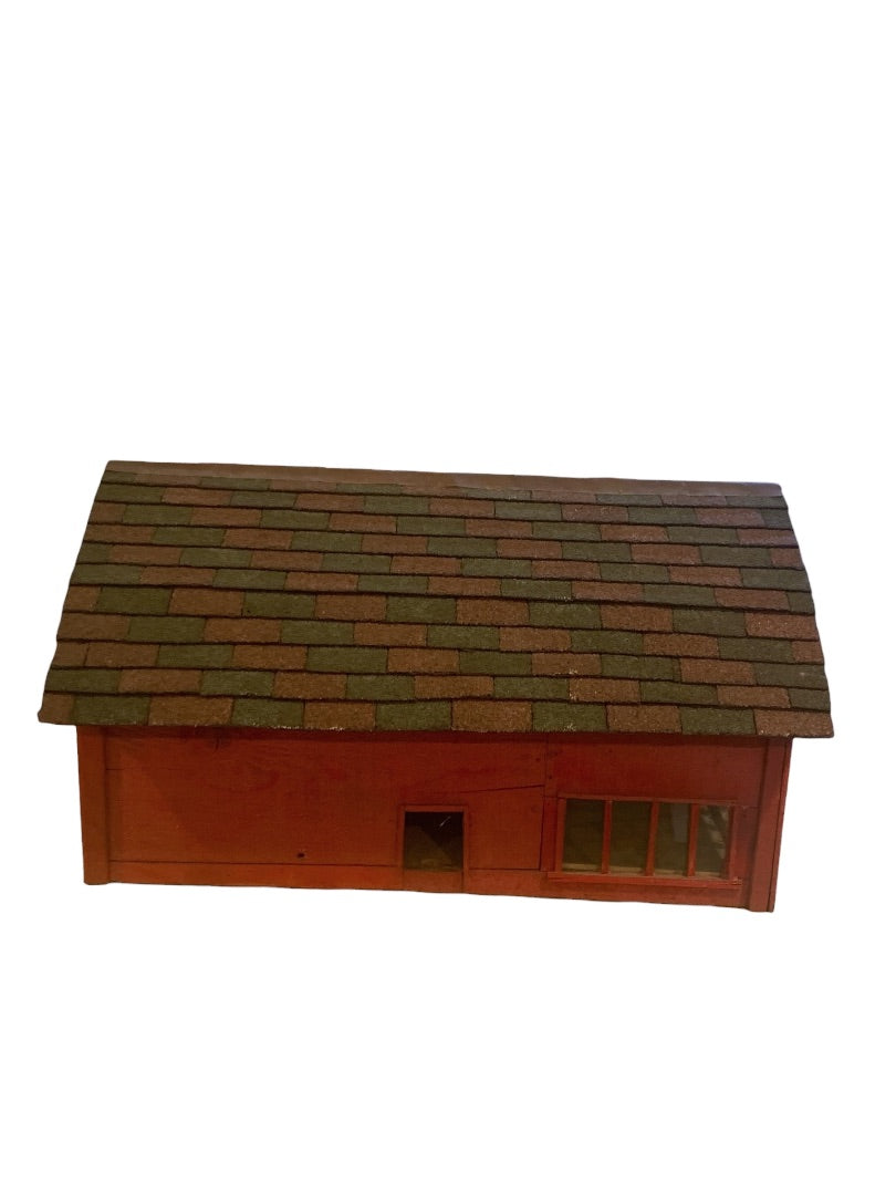 Vintage Primitive Wooden Farmhouse Miniature Barn Shed 1940s Red 27.5 Inches