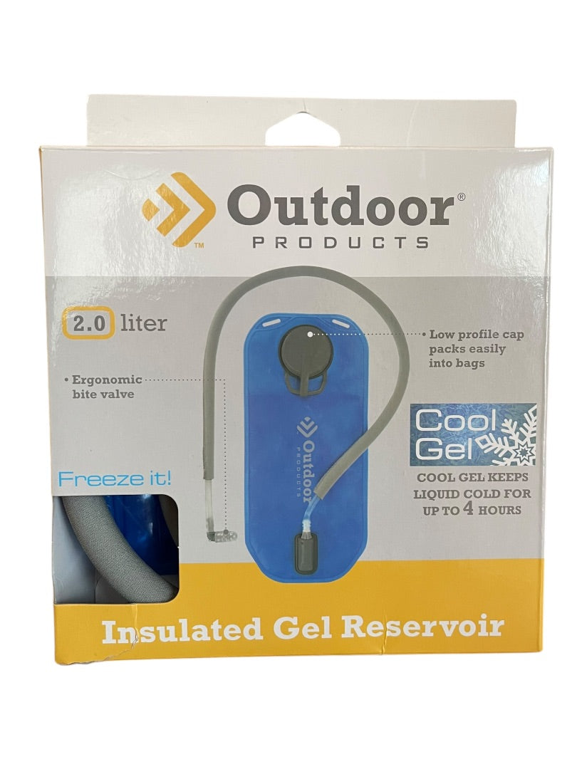 Outdoor Products Blue 2L Cool Gel Reservoir Bottle Quick Release Hose NEW