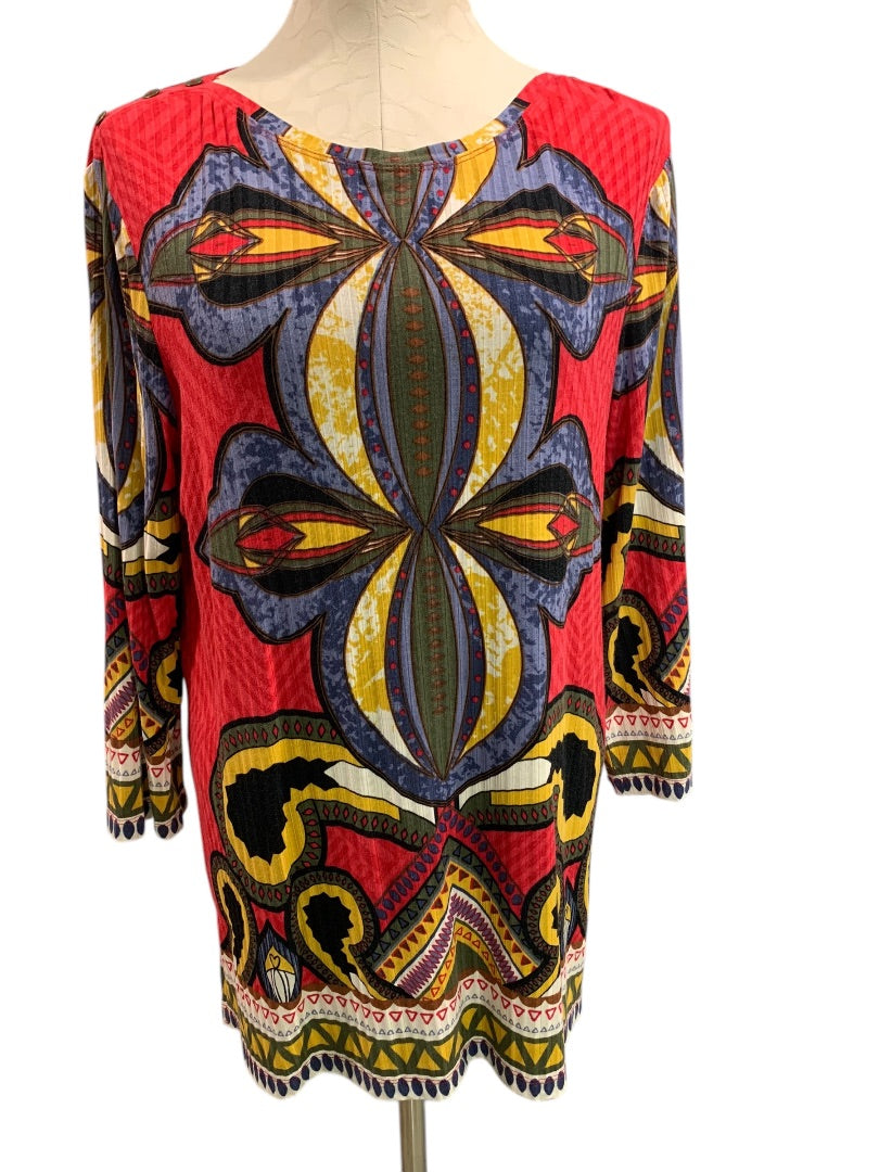Medium Multiples Tunic Top Womens Vibrant Color Soft Abstract