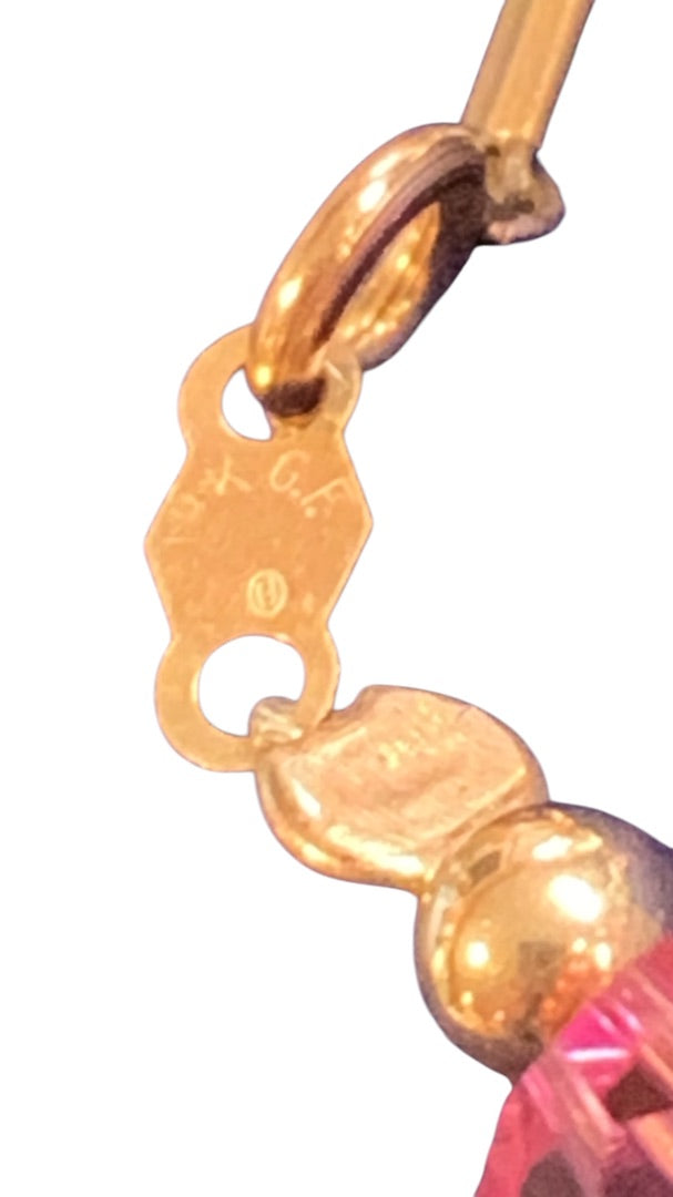 Beaded Bracelet Agate Garnet 14K Gold Filled 7.5 Inch Spring Clasp