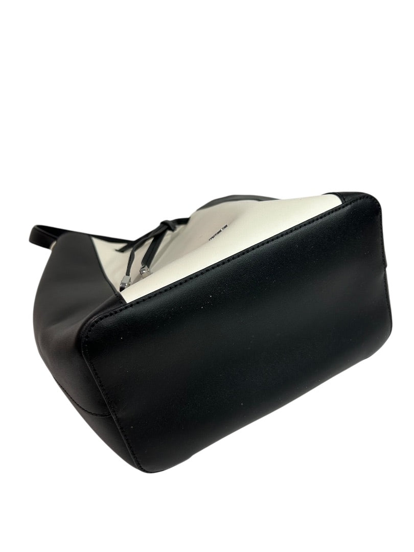 Lauren Ralph Lauren Color Block Leather Bucket Bag Black Cream