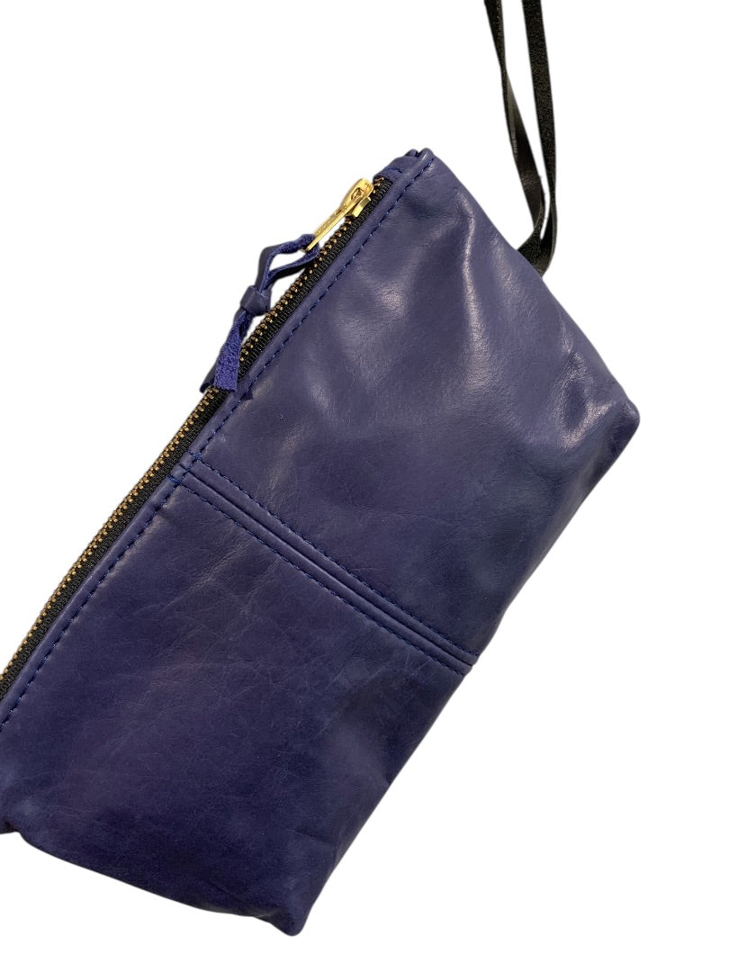 CAS Handmade Bright Navy Blue Leather Clutch Wristlet Zip Top