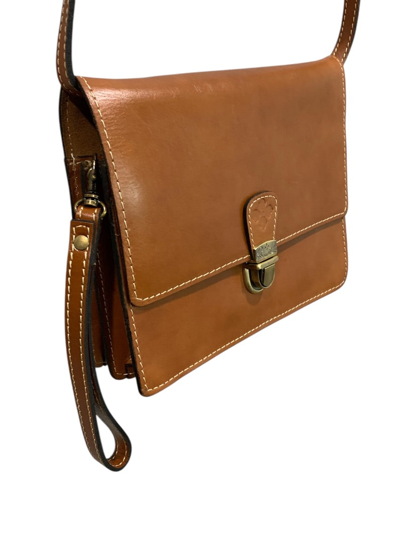 Patricia Nash Leather Crossbody Bag Brown Flap Organizer Vintage Style Purse