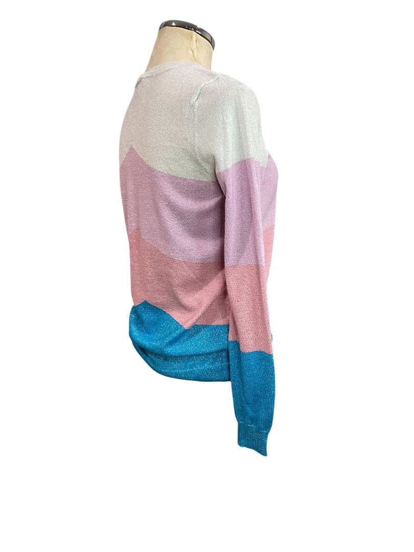 Medium INC International Concepts Womens Color Block Metallic Sweater