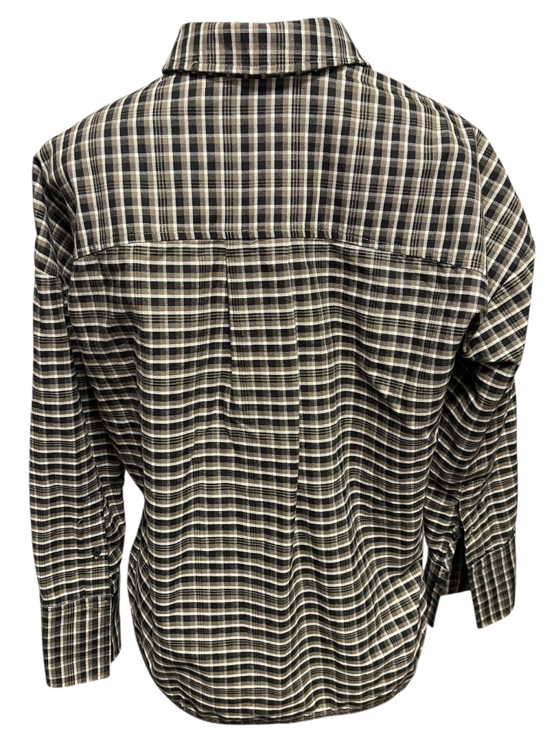 XXS Everlane Button Up Shirt Womens Oversize Collared Plaid Cotton Shirt