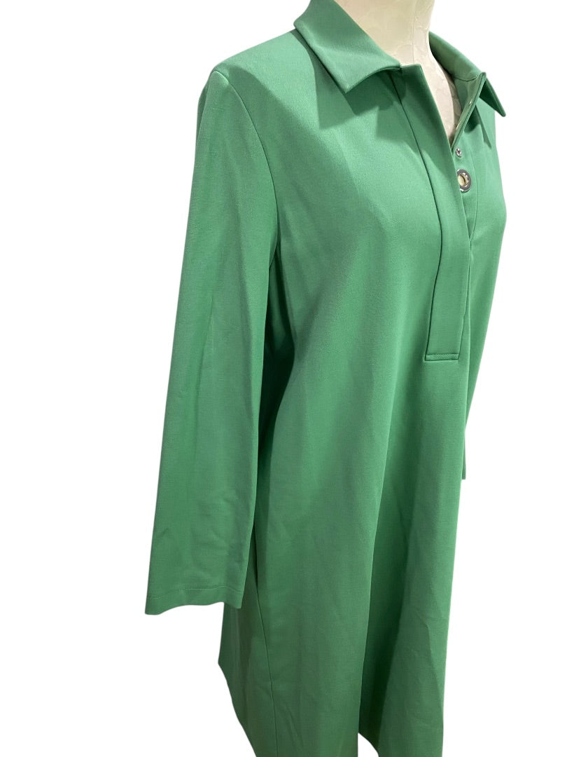 Large Lafayette 148 New Jade Ponte Knit Collared Dress Pockets
