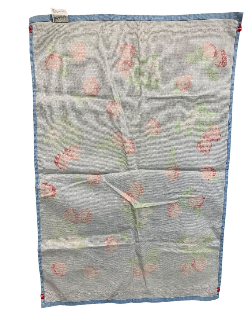 Vintage Martha Stewart Everyday Tea Towel Blue Strawberry 27 x 18"