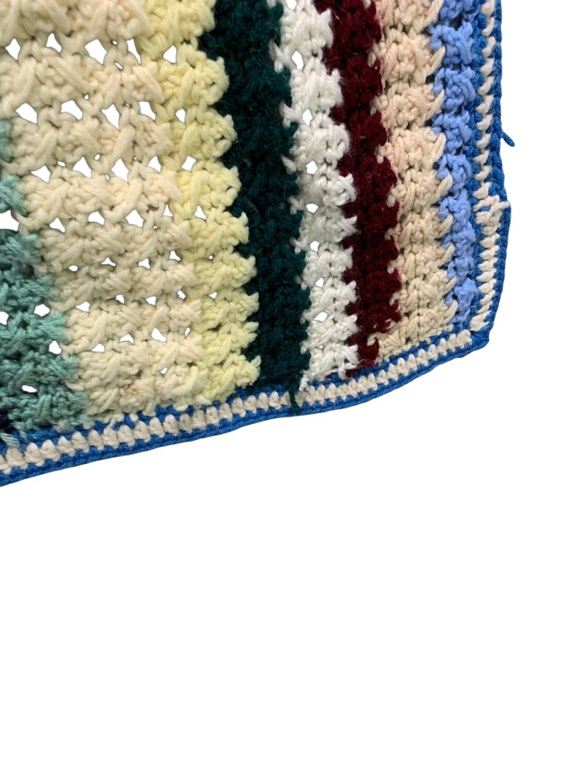 Vintage Crochet Striped Afghan Throw Blanket 48" x 42"