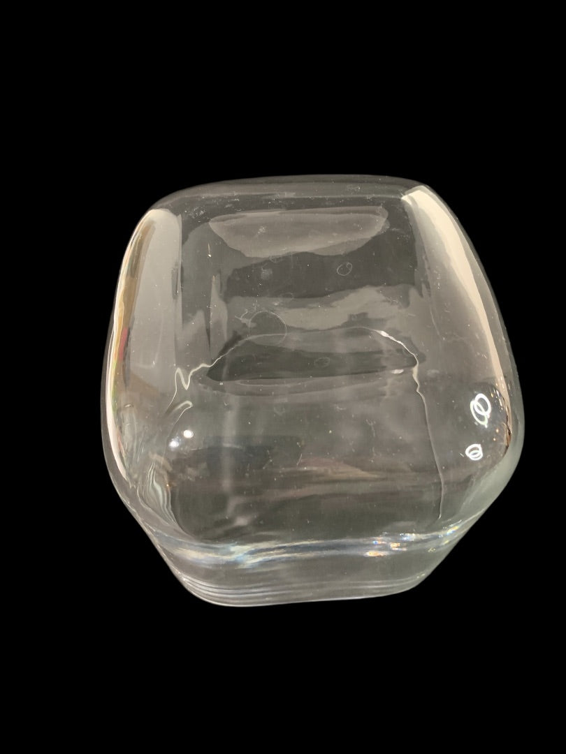 Crate & Barrel Clear Glass Vase 4.75" Cube
