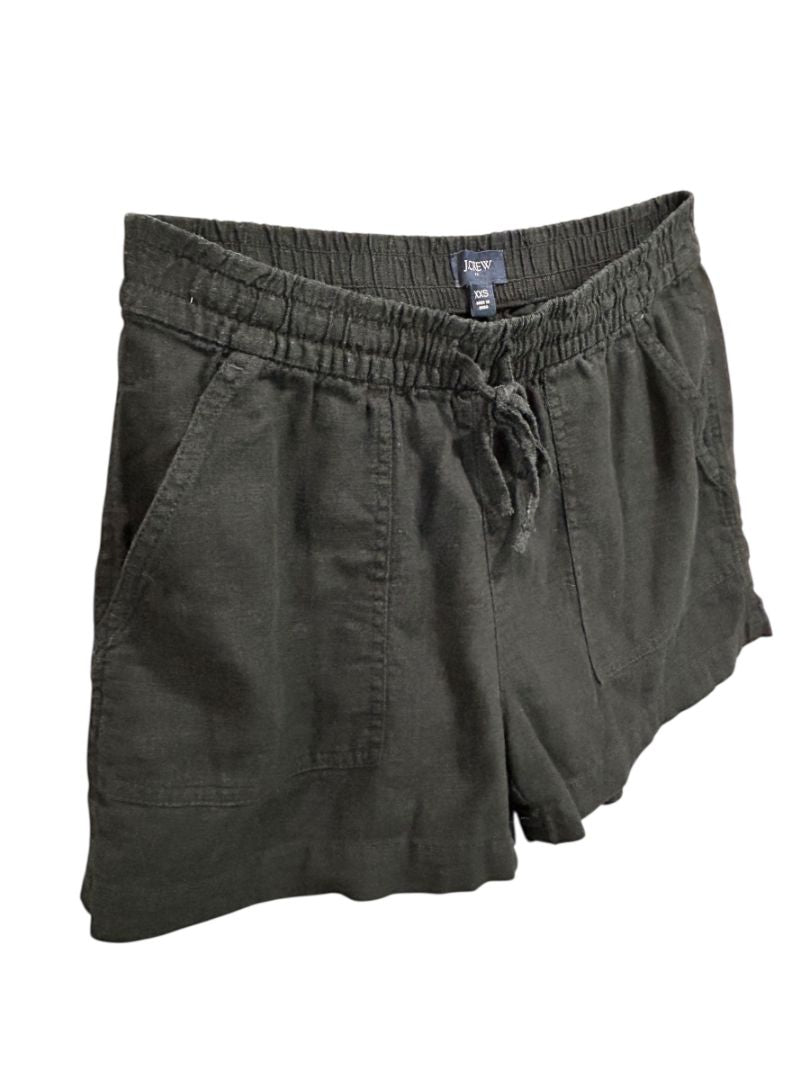 XXS J.Crew Womens Black Pull On Shorts Linen Blend Elastic Drawstring