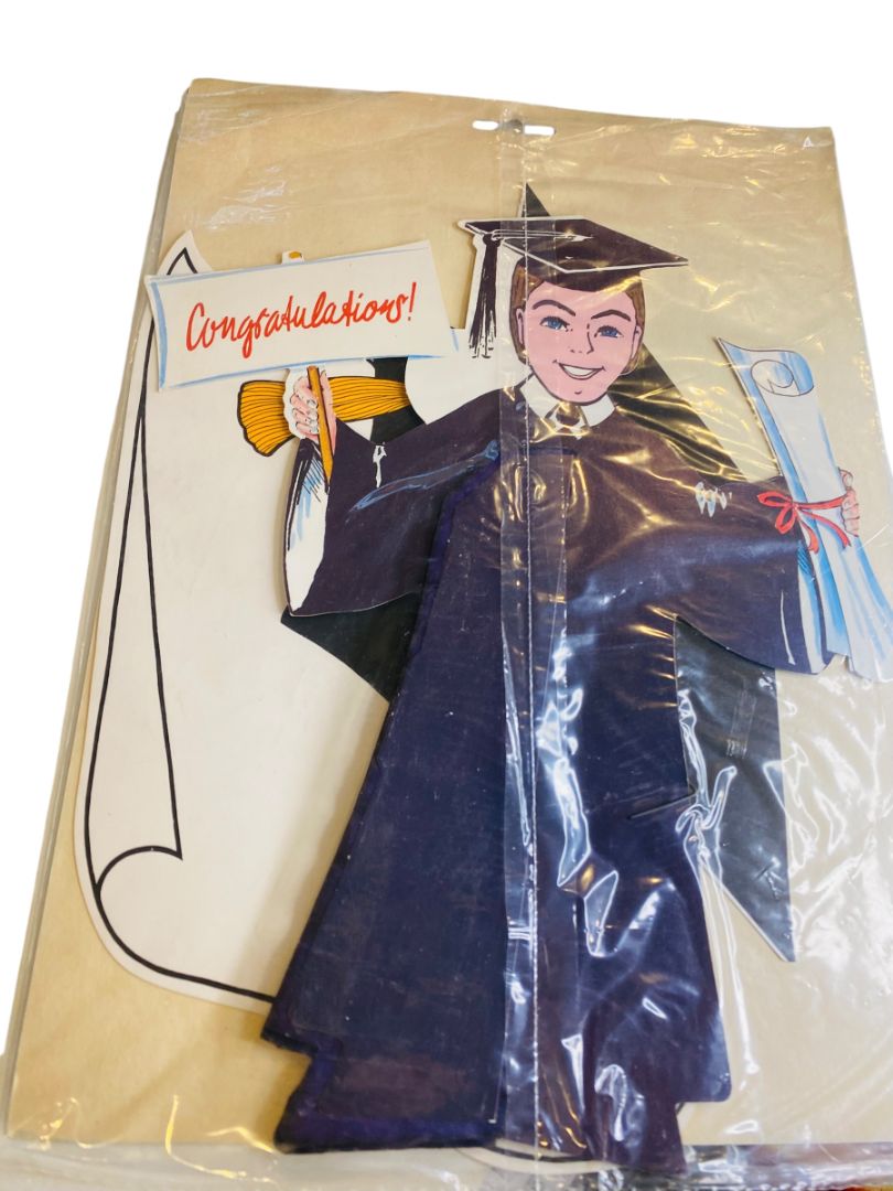 Vintage Amscan Graduation Centerpiece 11.5" Honeycomb Boy 1399-10