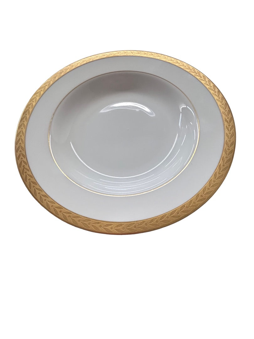 Sango Royalty Pattern White Gold Trim Rim Soup Bowl 8.5" 1970s