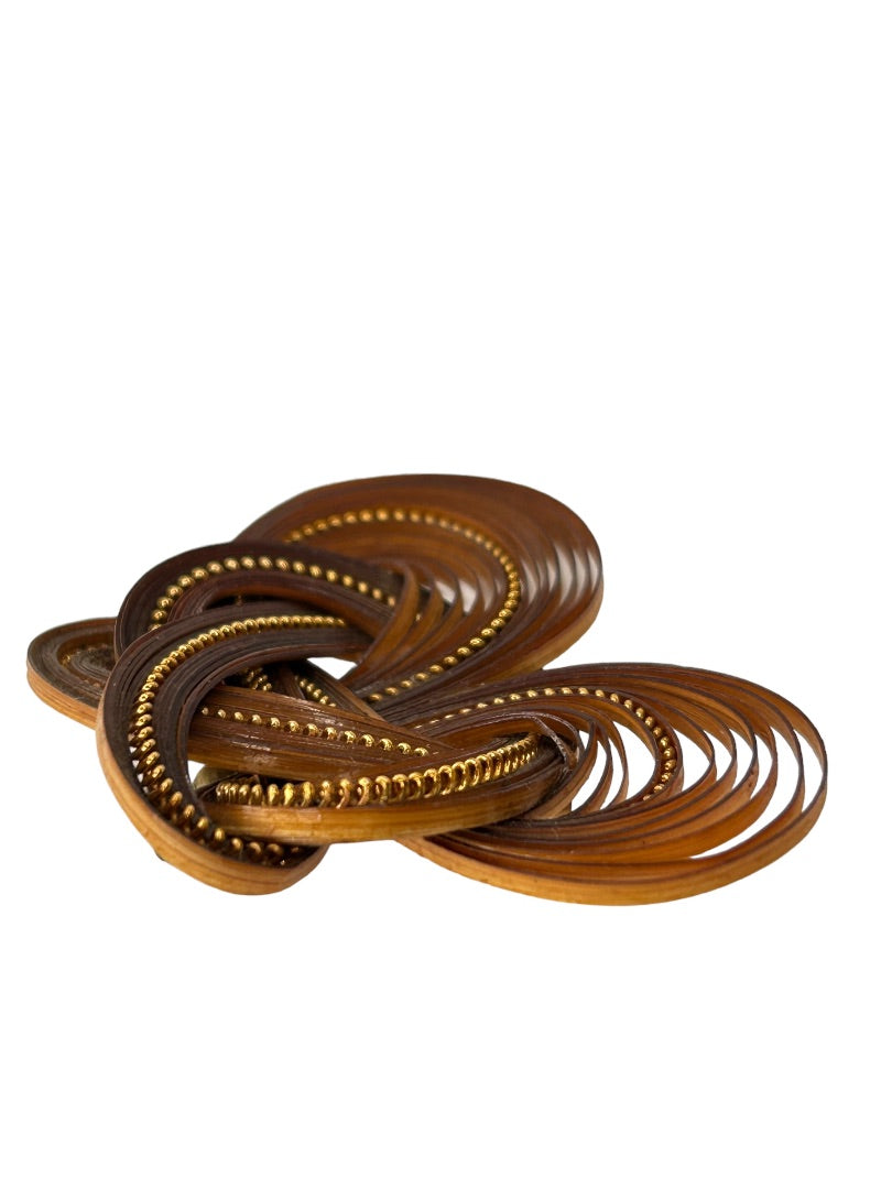 Quilled Dark Brown Brooch Pin Fold Art Dark Brown Goldtone 2"