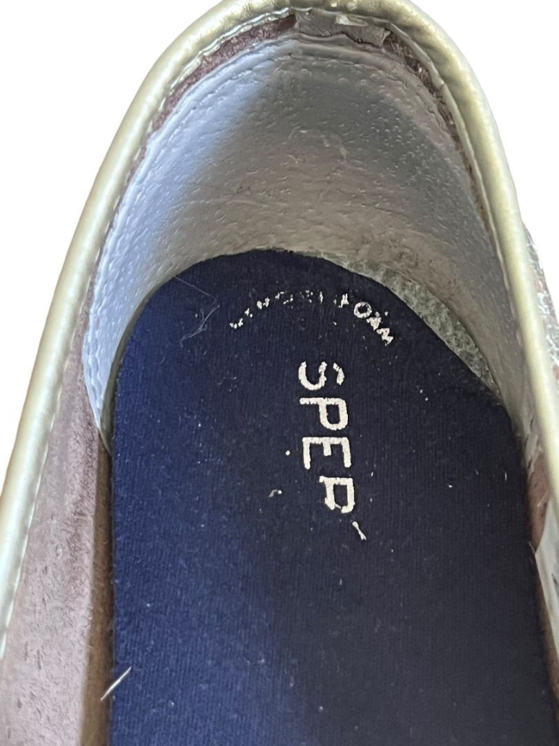 9.5 Sperry Gold Metallic Cut Out Slip-On Sneakers Shoes