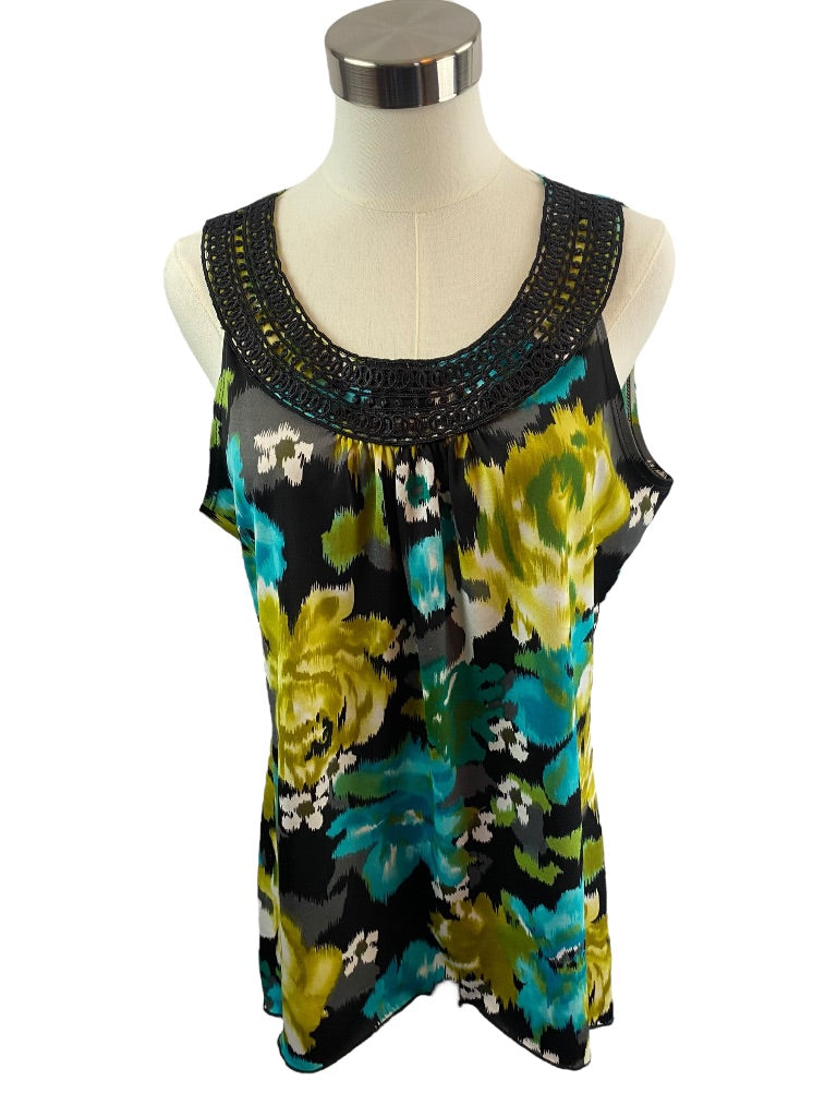 XL Vintage Suzie Pullover Sleeveless Blouse Crochet Scoop Neckline