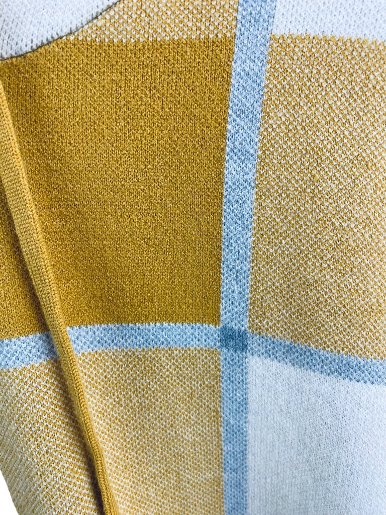 1X Rachel Roy Women's Gold Gray Plaid Soft Pullover Sweater