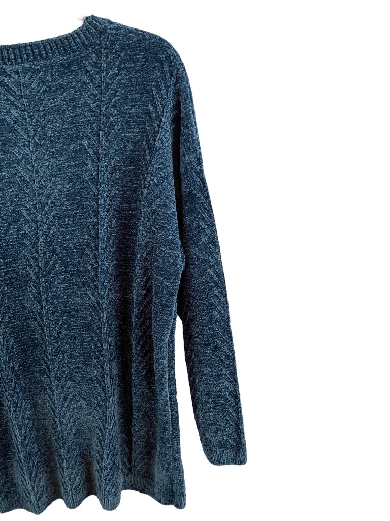 XXL Orvis Women's Teal New Chenille Pullover Cable Knit Sweater