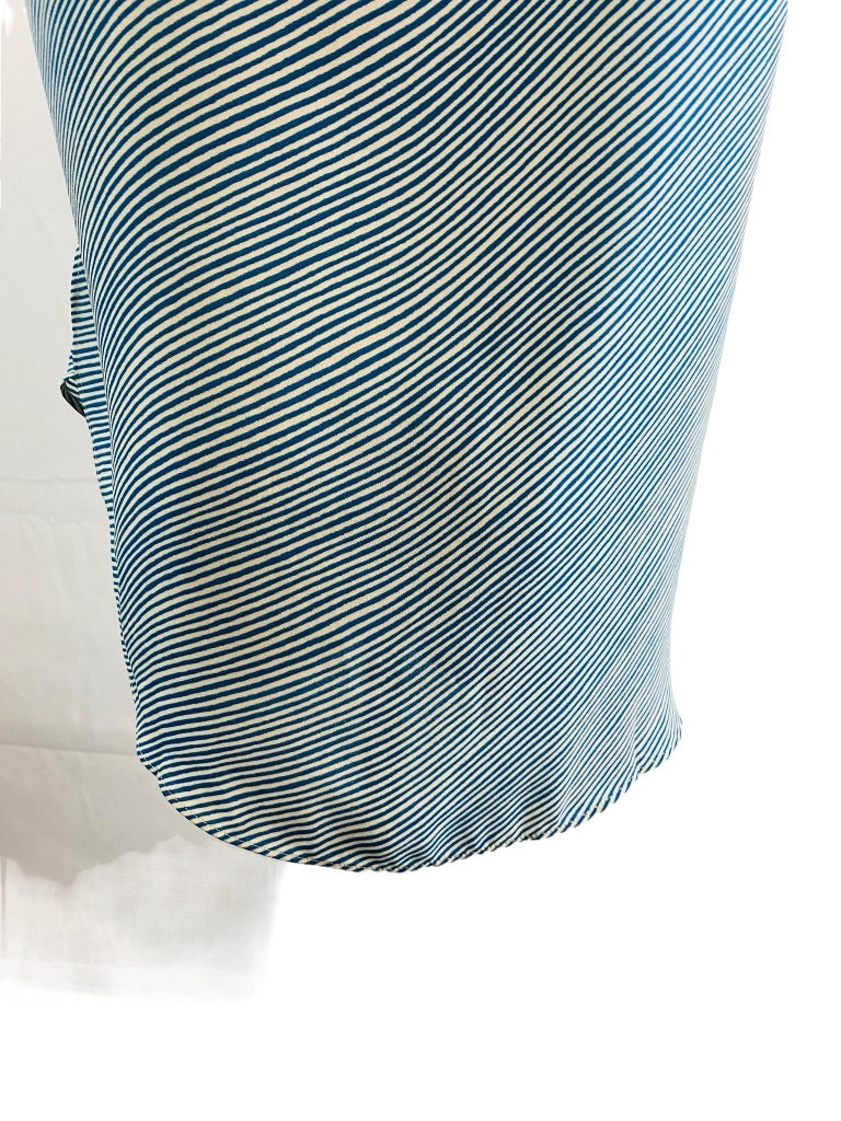 XSP Banana Republic Petite Turquoise Stripe Womens Short Sleeve Blouse