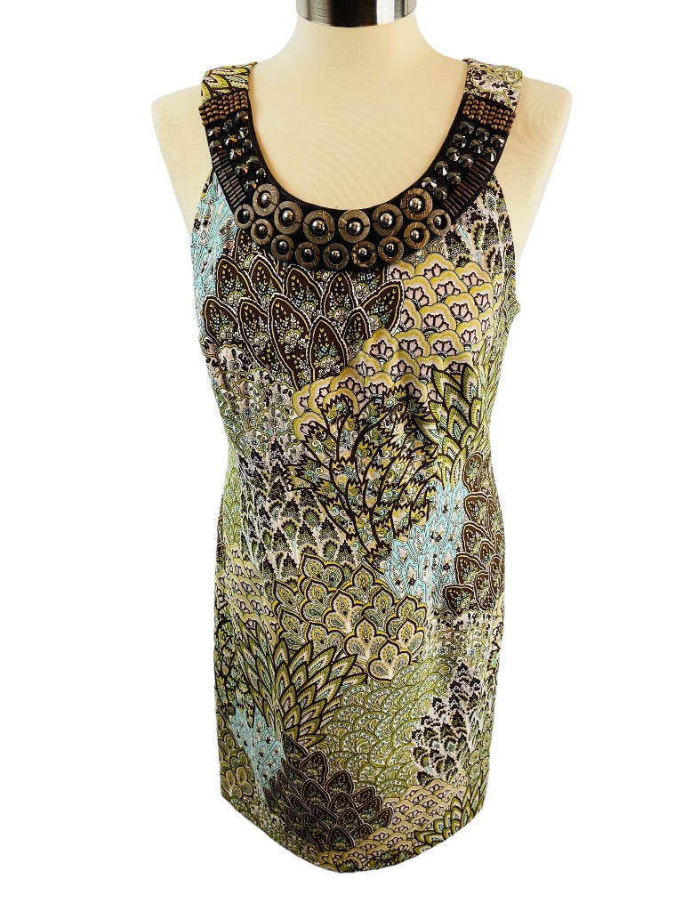 Size 10 Connected Apparel Women's Scoop Embellished Neckline Sheath Dress