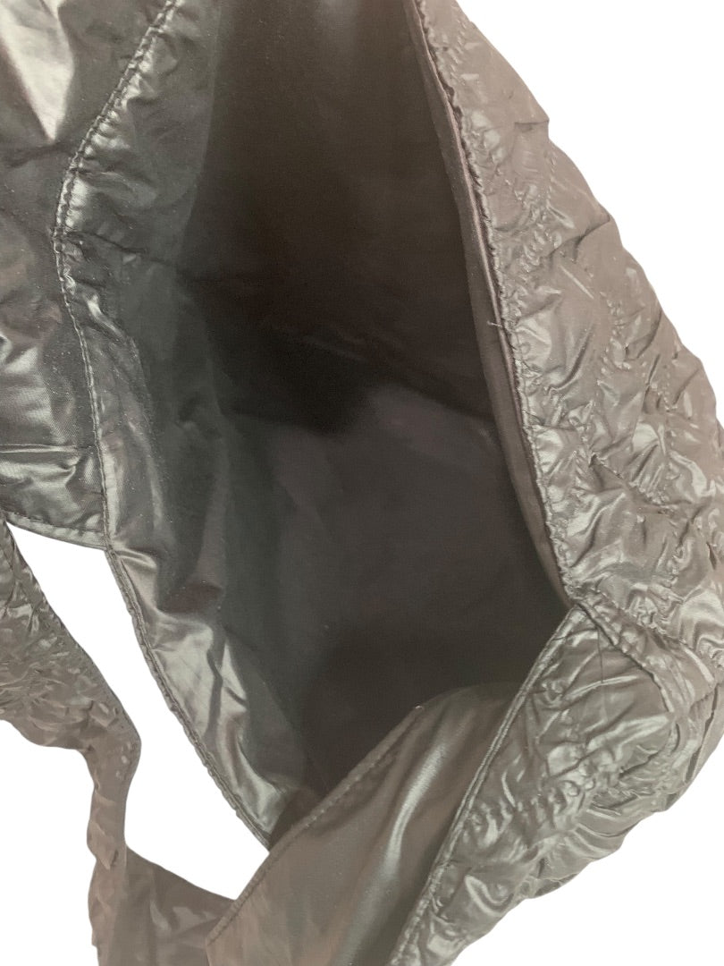 Black Quilted Look Nylon Shoulder Bag Sling Tote