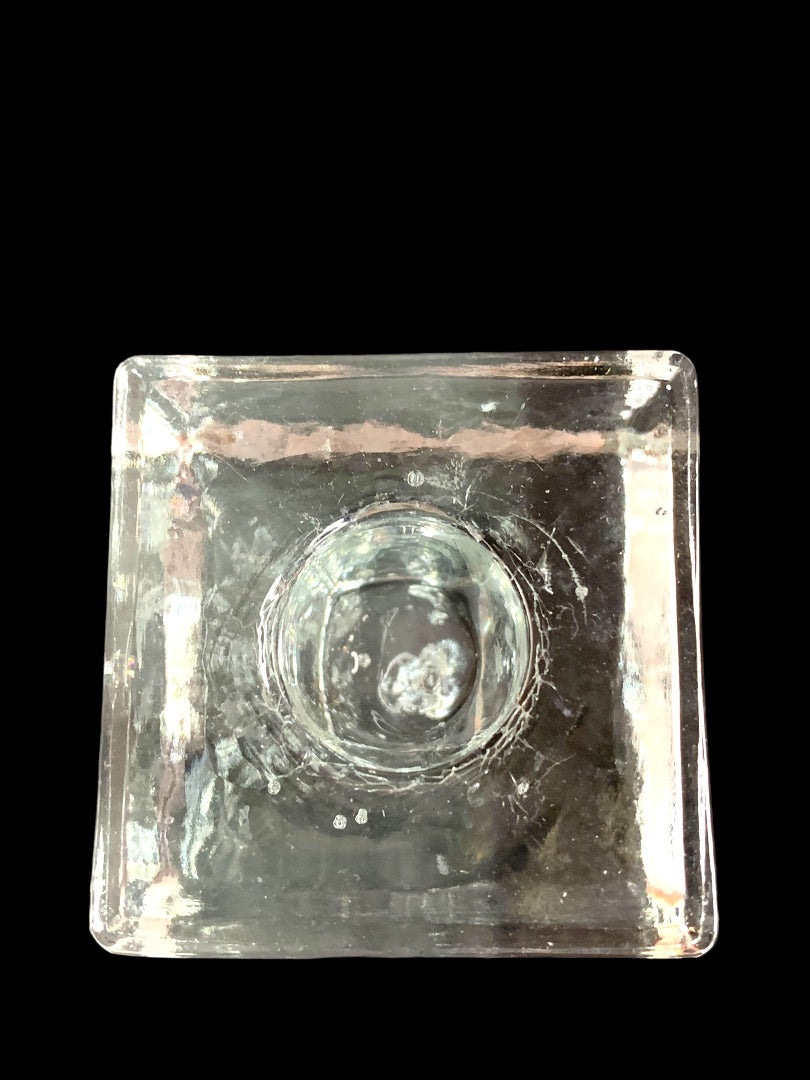 Art Glass Vintage Cube Candle Holder Taper 2 Inches