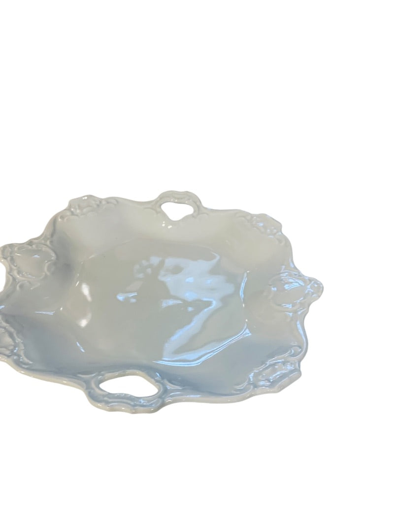 Kaiser Alka Kunst Vintage White Square Porcelain Handled Bon Bon Tray Dish 8.5 Inches