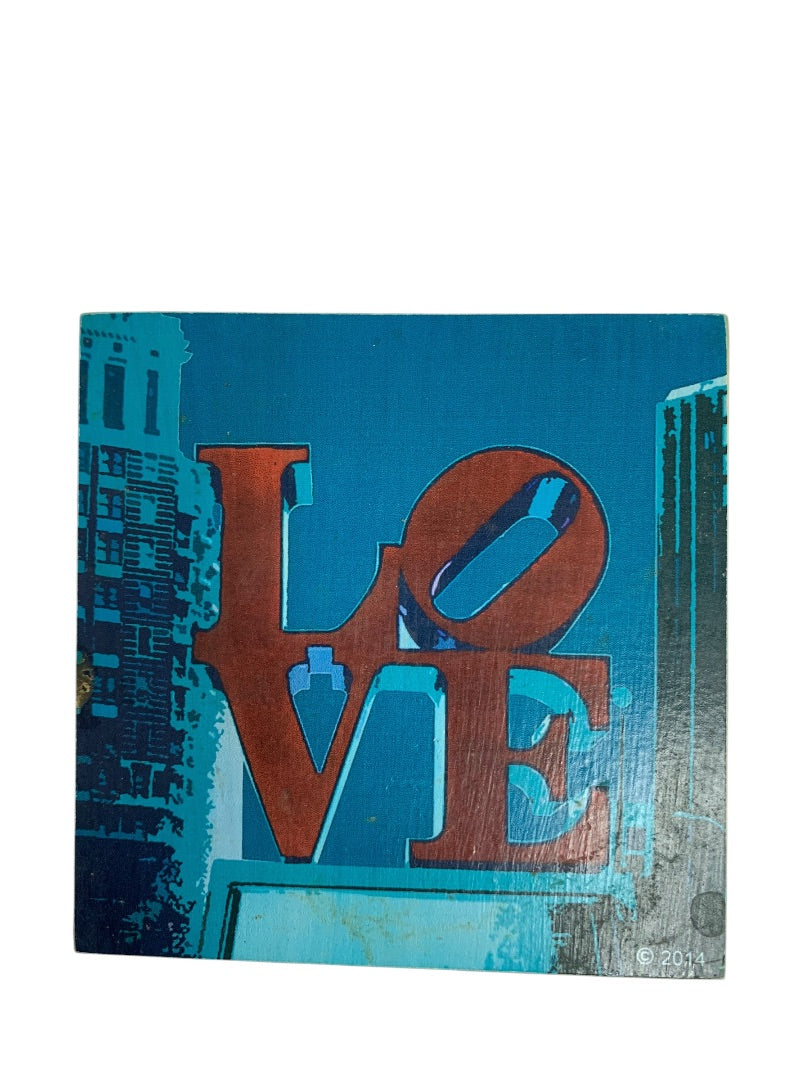Set of 4 Magnet Drink Coasters Wooden Philadelphia 2014 Bright Graphics
