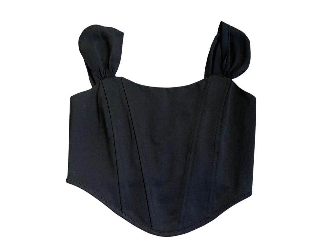 Small Altar'd State Crop Top Corset Boning Back Zipper Black