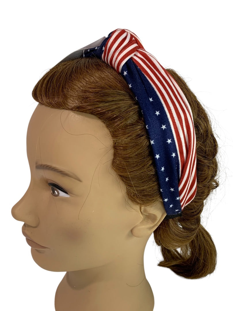 Claires New Headband Patriotic Fabric Covered Stars Stripes