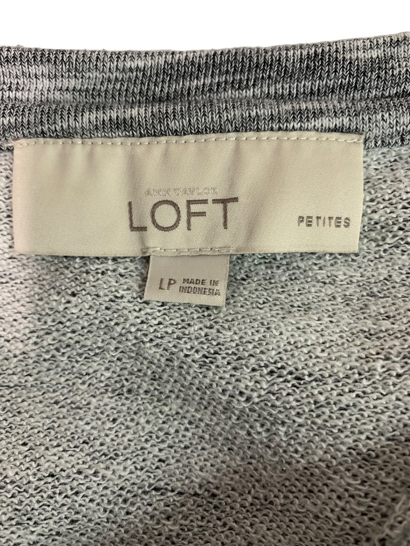 Large Petite Ann Taylor Loft Embellished Terry Short Sleeve Shirt Gray