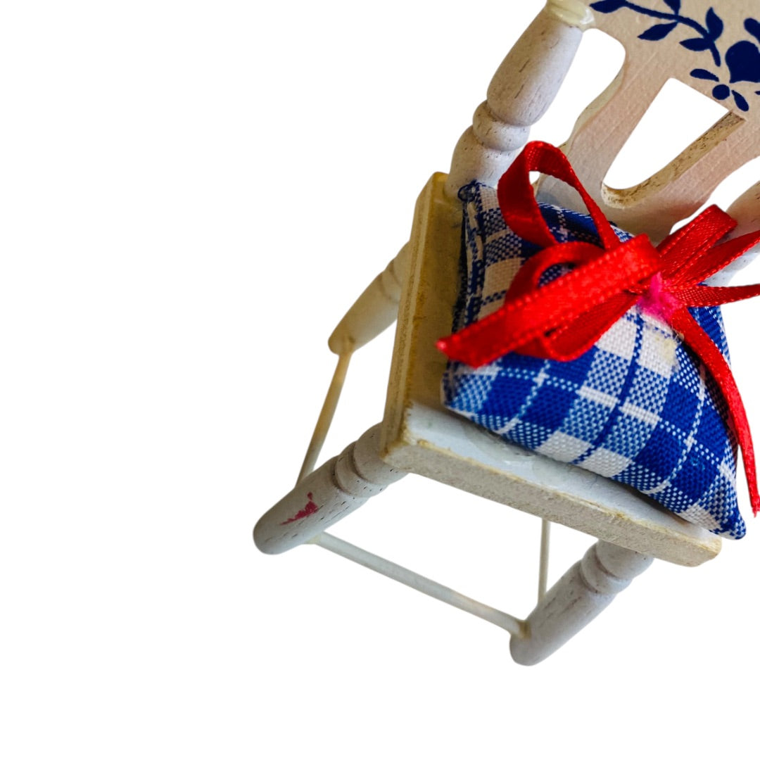 1980s Miniature Dollhouse Painted Wooden Side Chair Dining Country Kitchen