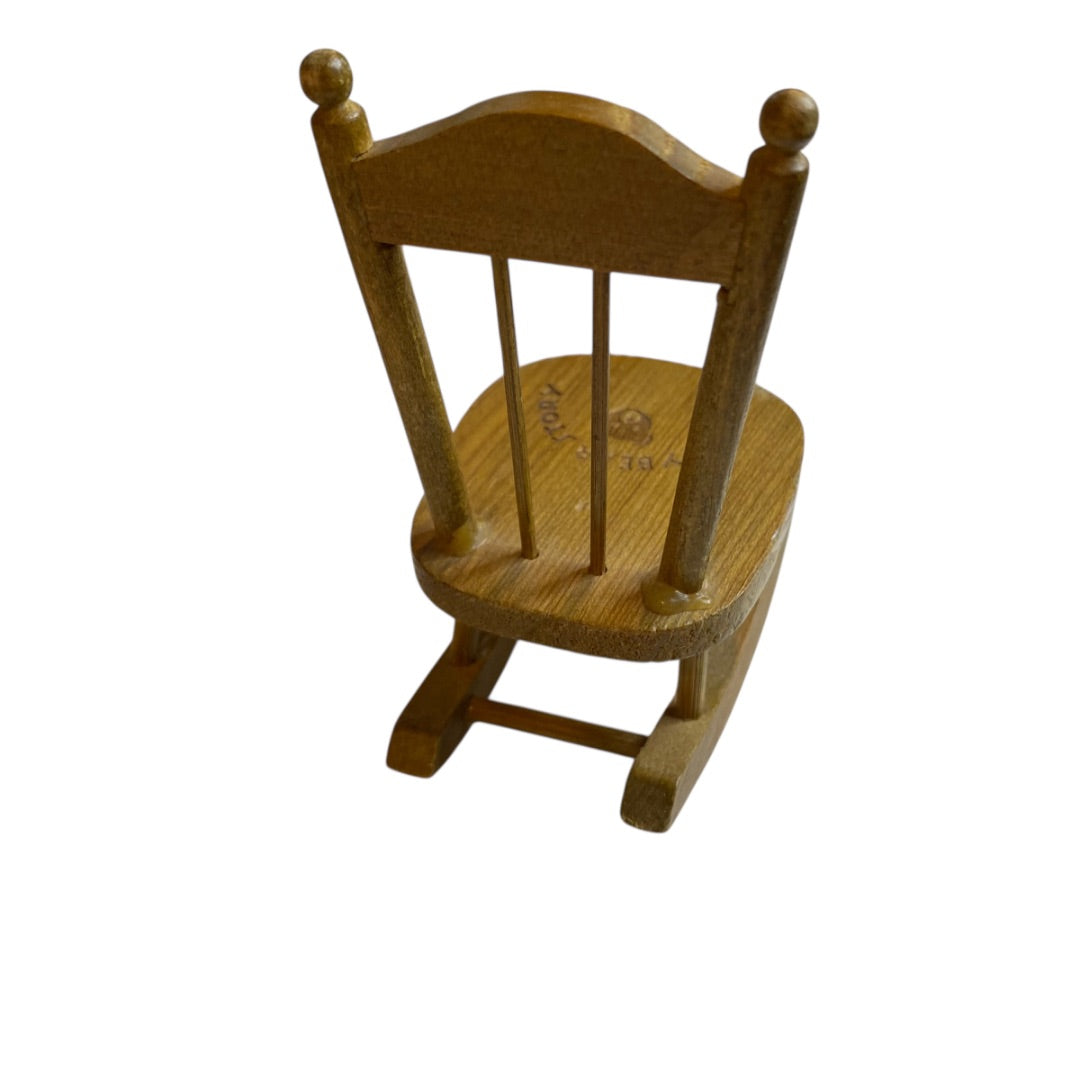 1980s Teddy Bear Story Miniature Dollhouse Rocking Chair Rocker 1:12 Scale