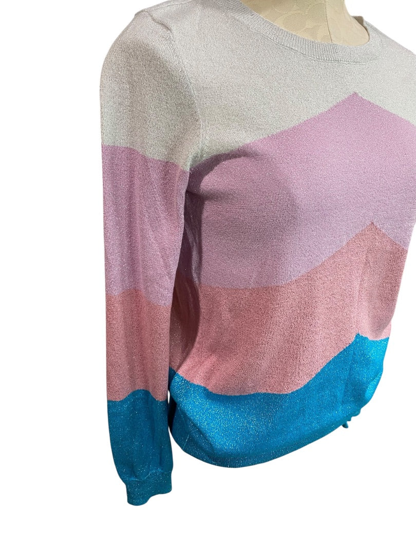 Medium INC International Concepts Womens Color Block Metallic Sweater