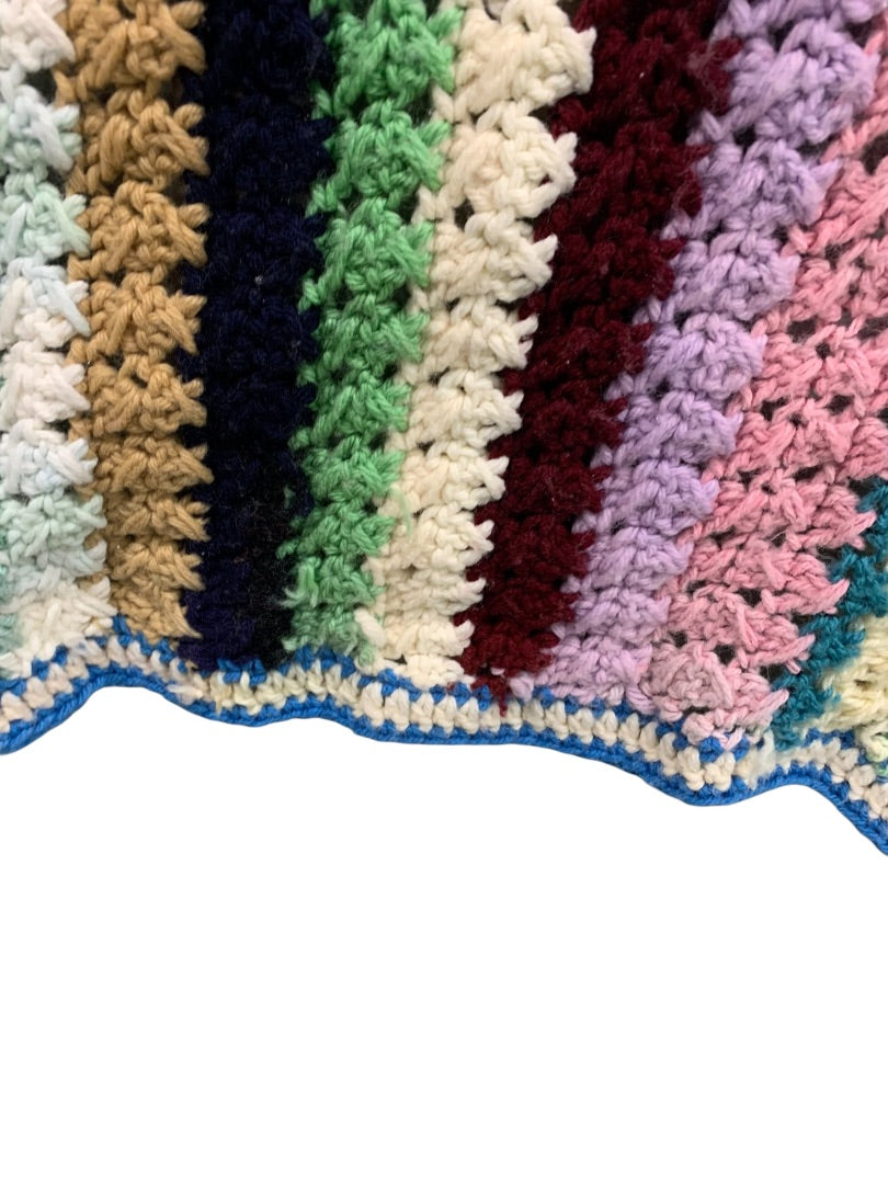 Vintage Crochet Striped Afghan Throw Blanket 48" x 42"