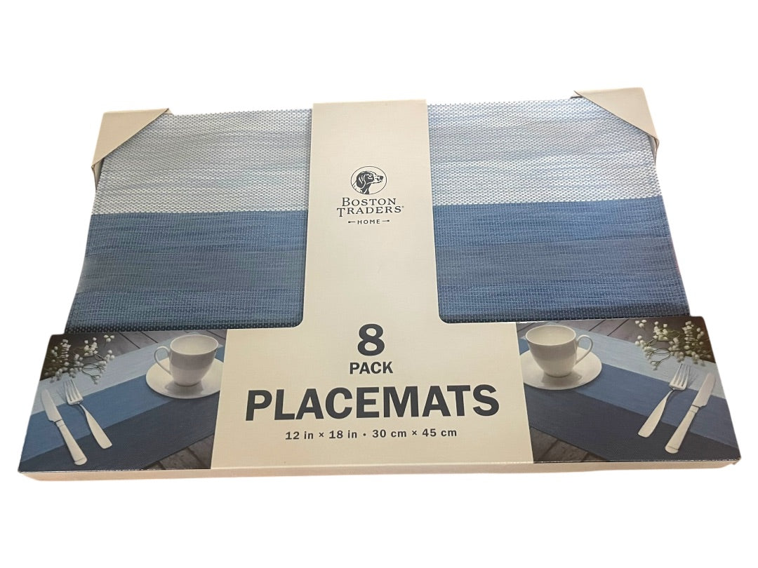Boston Traders Home 8 Pack Placemats 12" x 18" Blue NIB