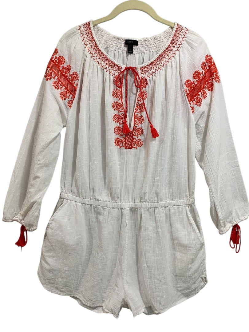 Medium J.Crew Womens Embroidered Beach Romper Cotton Sheer G6587
