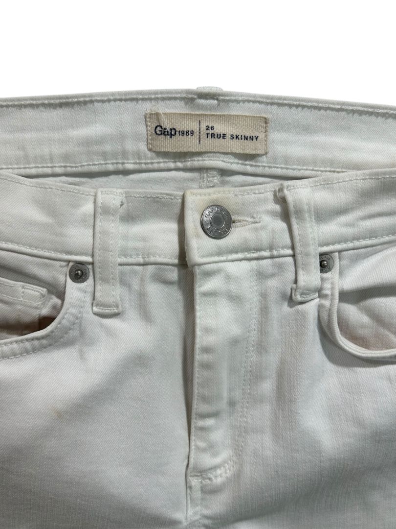 Size 26 Gap Womens White Denim Jeans True Skinny