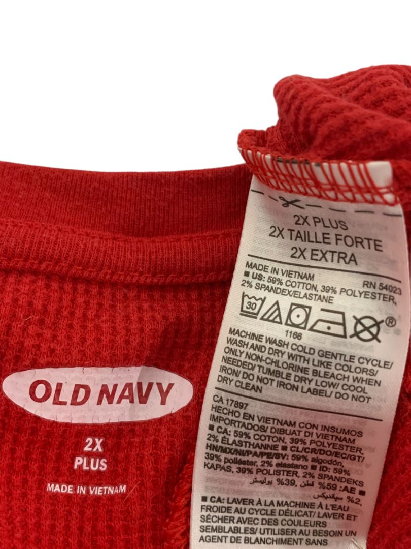 Size 2X Old Navy Plus Womens Red Thermal Shirt Pullover Crewneck