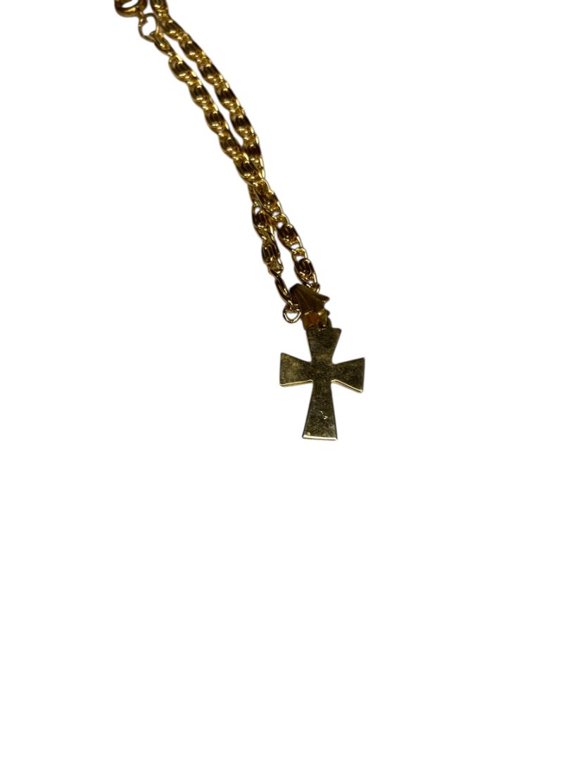 Vintage Goldtone Cross Charm Bracelet 6" Spring Clasp